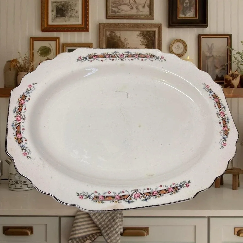 Beautiful vintage floral platter W.S. George china oval platter